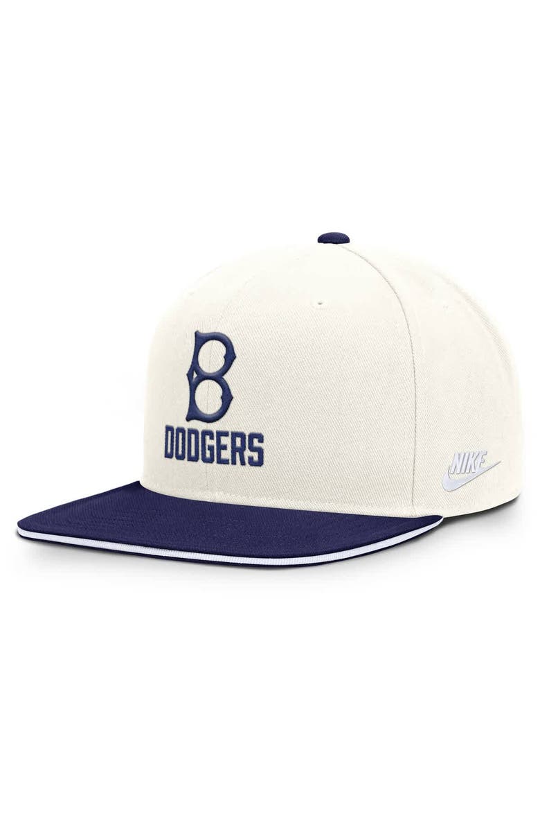 Nike Men's Nike Cream/Royal Brooklyn Dodgers Cooperstown Pro Dri-FIT Snapback Hat, Main, color, Cream