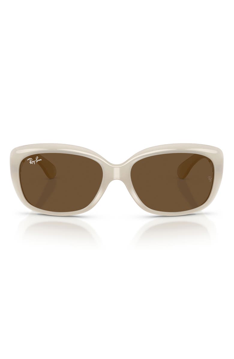 Ray-Ban Jackie Ohh 58mm Cat Eye Sunglasses, Main, color, Opal Ivory / Dark Brown