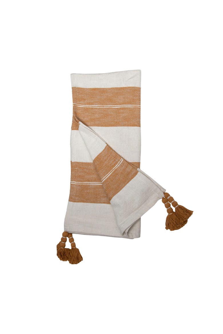 Orange Striped Handwoven 100% Cotton Accent Throw Blanket  50 x 60", Alternate, color, Orange