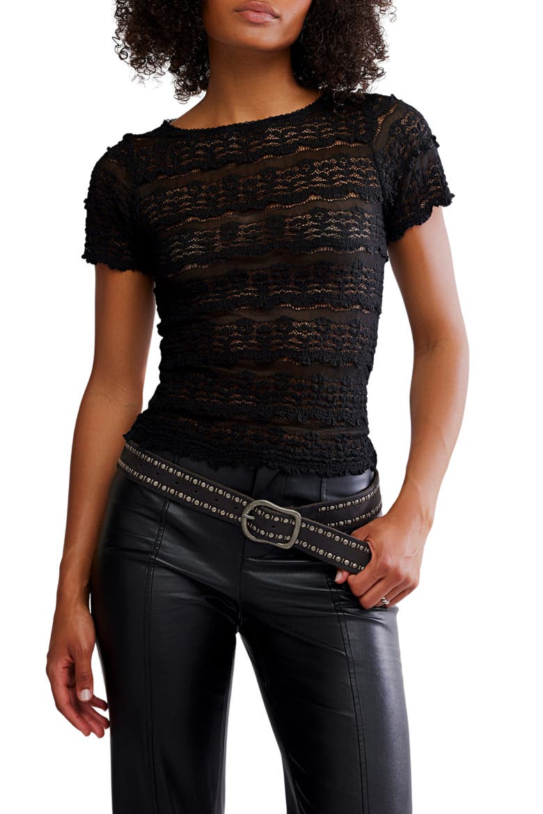 Angelina Mixed Lace Top, Main, color, BLACK