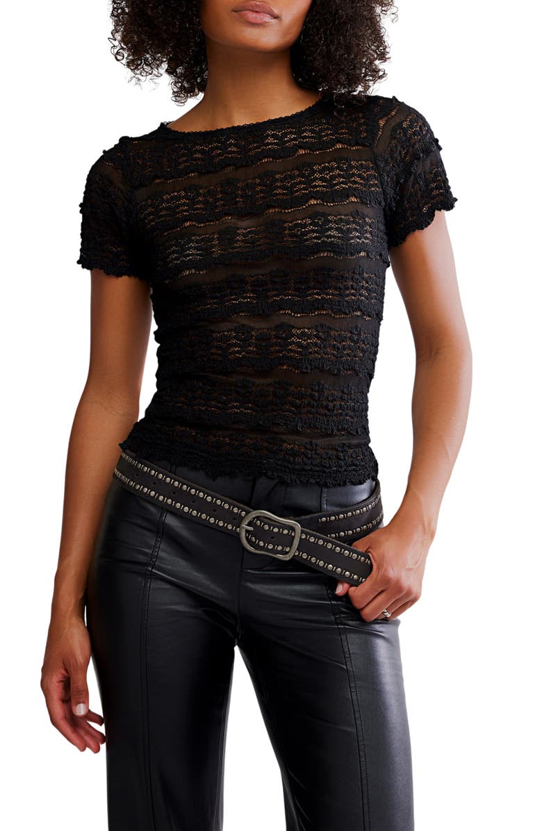 Free People Angelina Mixed Lace Top, Main, color, Black