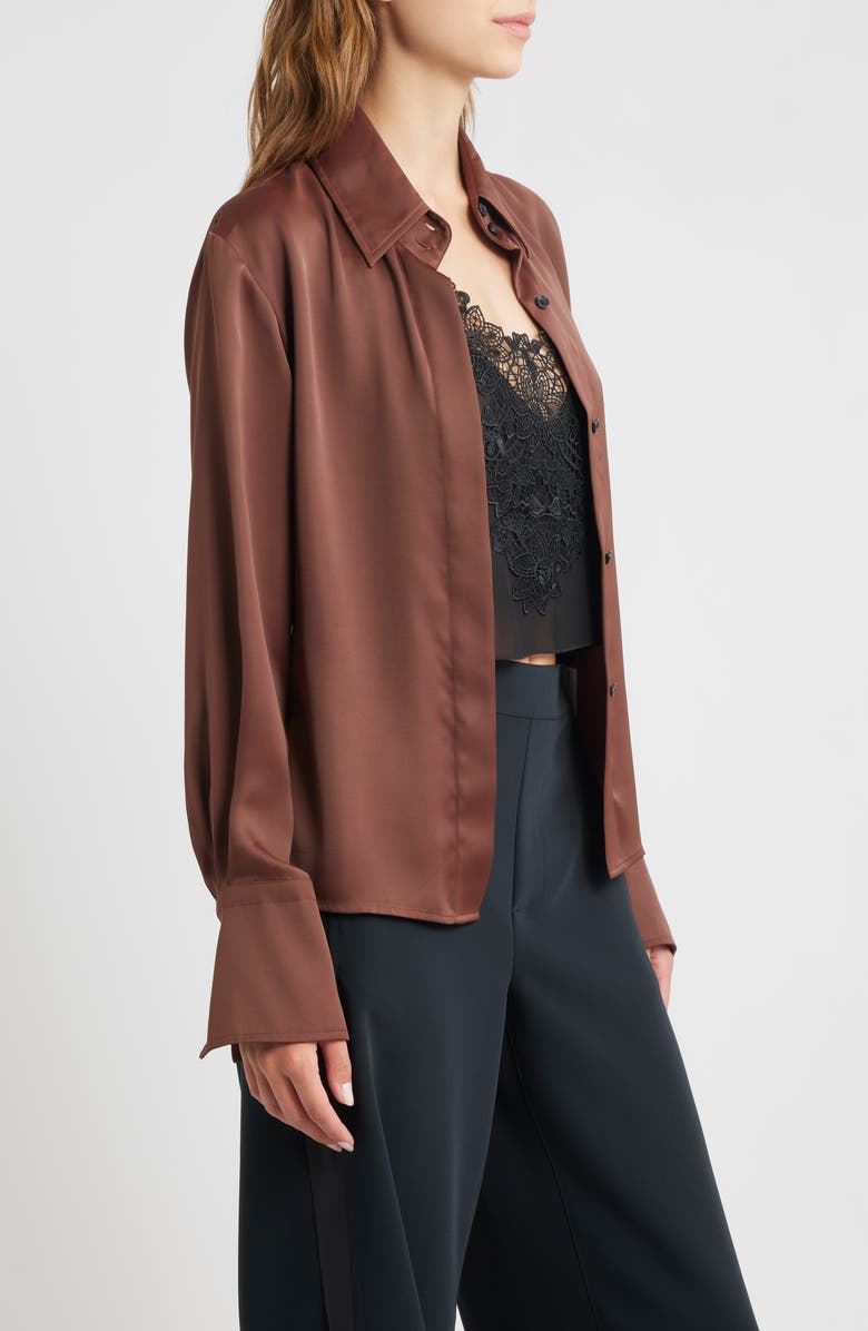 rag & bone Button Front Camisole Blouse, Alternate, color, Umber