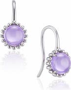 House of Frosted 14K White Gold Amethyst Cabochon Drop Earrings