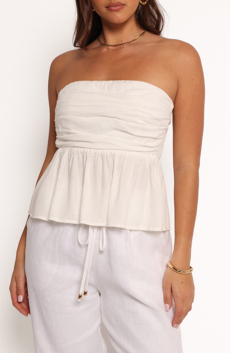 Petal & Pup Maia Strapless Linen Blend Top, Main, color, White