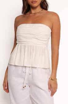 Petal & Pup Maia Strapless Linen Blend Top