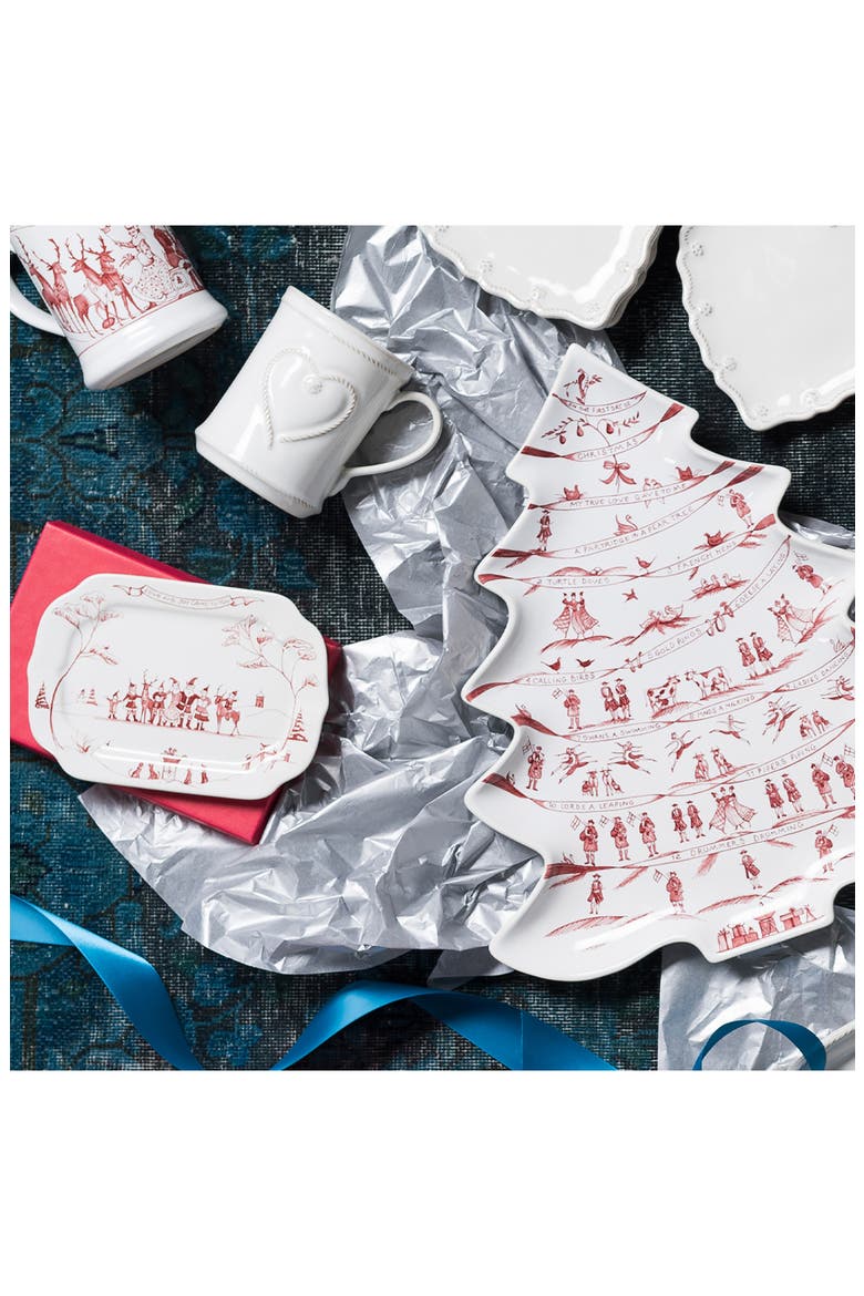 Country Estate Winter Frolic Ruby Tree Platter, Alternate, color, RED
