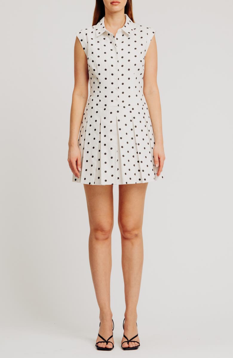 Torn by Ronny Kobo Valerie Polka Dot Minidress, Main, color, Ivory Black