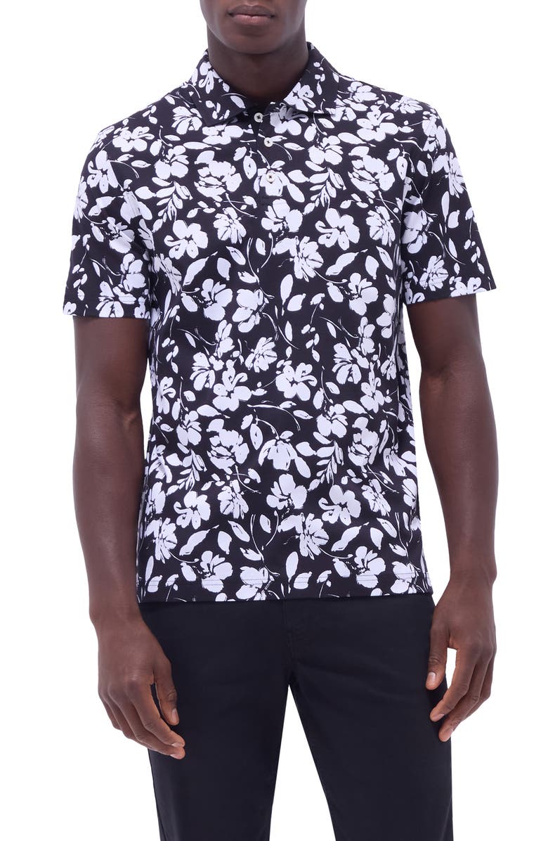 Bugatchi Hendrix Digital Floral Print Pima Cotton Polo, Main, color, 