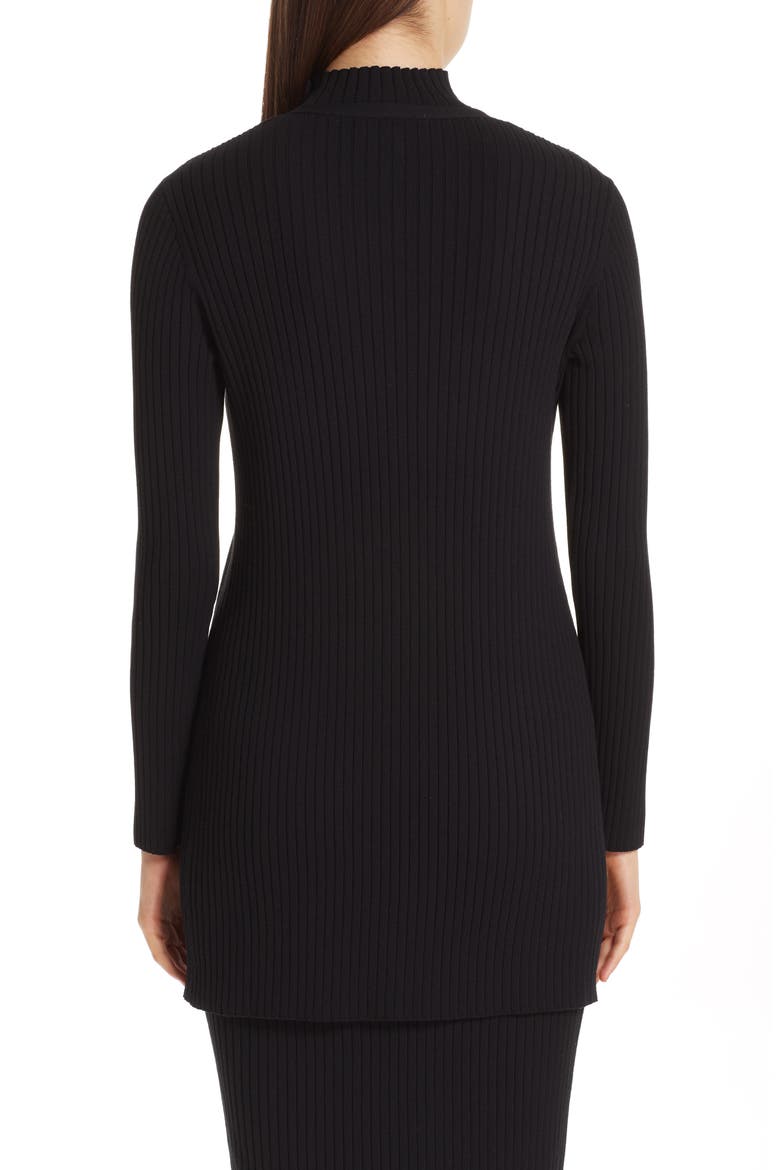 Flat Rib Knit Cardigan, Alternate, color, CAVIAR