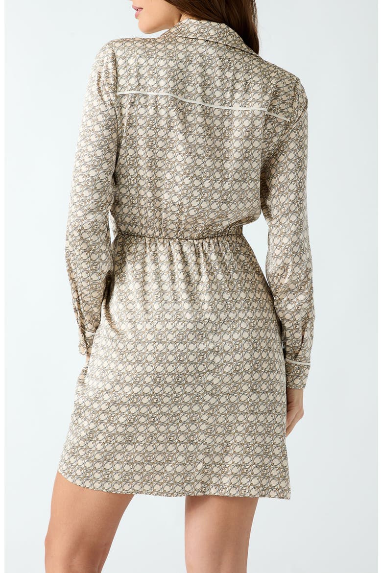 Tie Waist Long Sleeve Satin Shirtdress, Alternate, color, PEARL PRINT