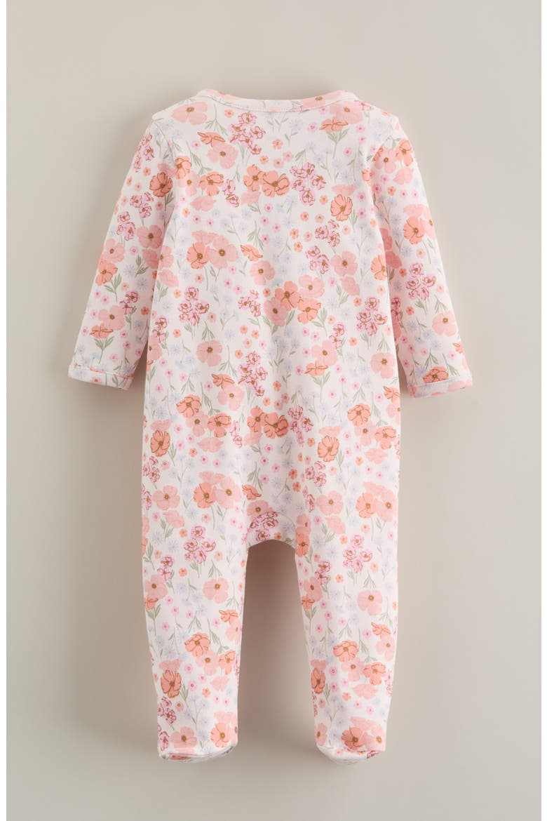 Print Cotton Footie, Alternate, color, PINK HEAVEN POPPY GARDEN