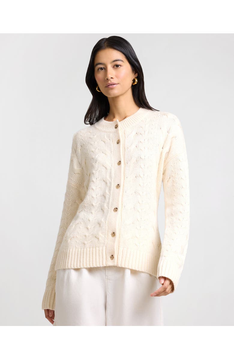 Onia Fitted Cable Knit Cardigan, Main, color, Natural Melange