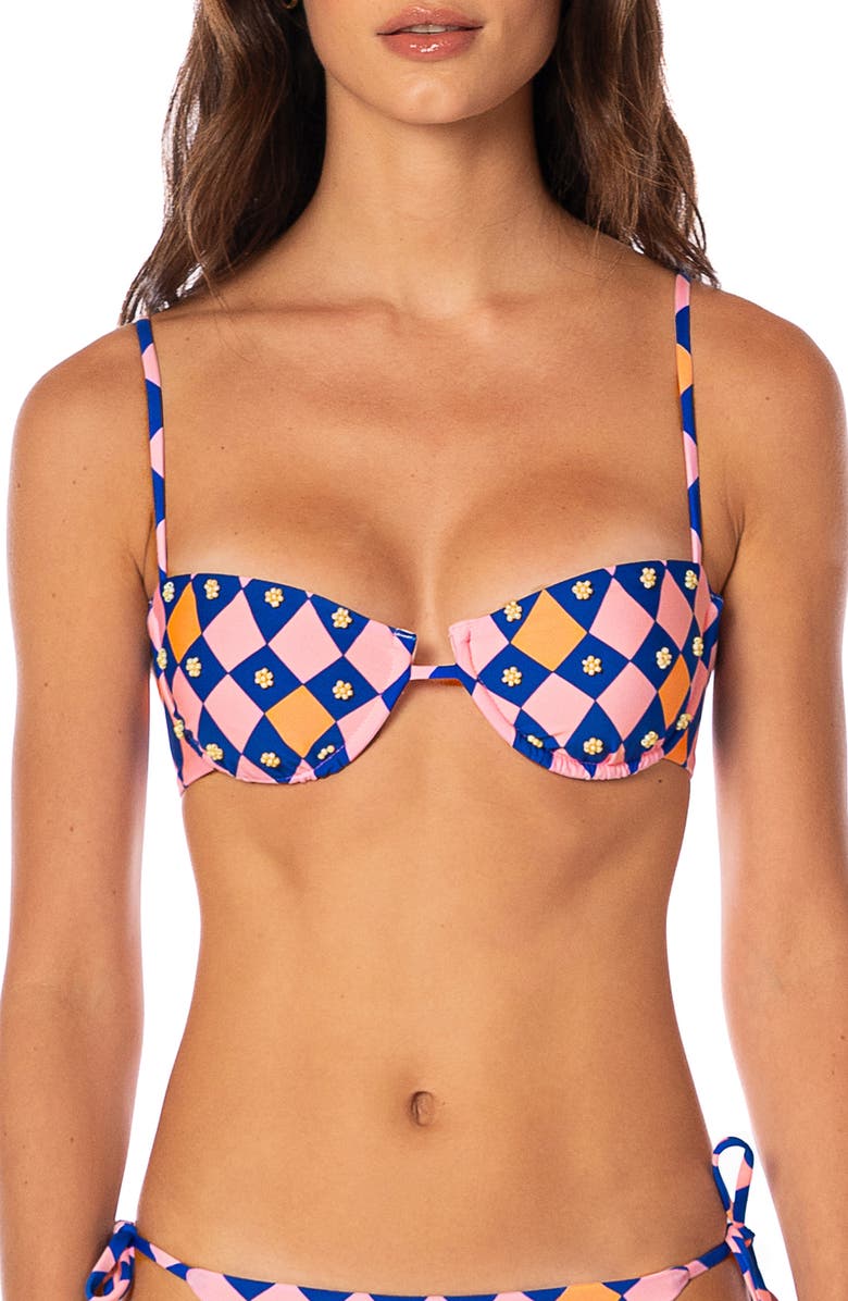 Maaji Like a Diamond Amatista Reversible Underwire Bikini Top, Main, color, Pink Overflow