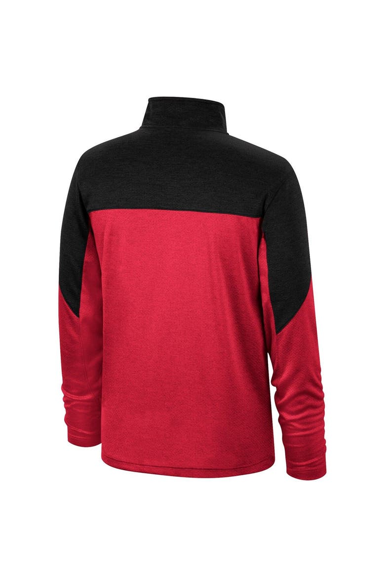 Men's Top of the World Crimson/Heathered Black Oklahoma Sooners Textured Color Block Quarter-Zip Top, Alternate, color, Crimson
