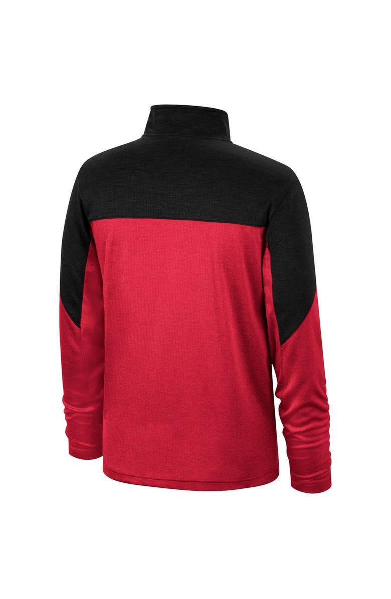 TOP OF THE WORLD Men's Top of the World Crimson/Heathered Black Oklahoma Sooners Textured Color Block Quarter-Zip Top, Alternate, color, Crimson