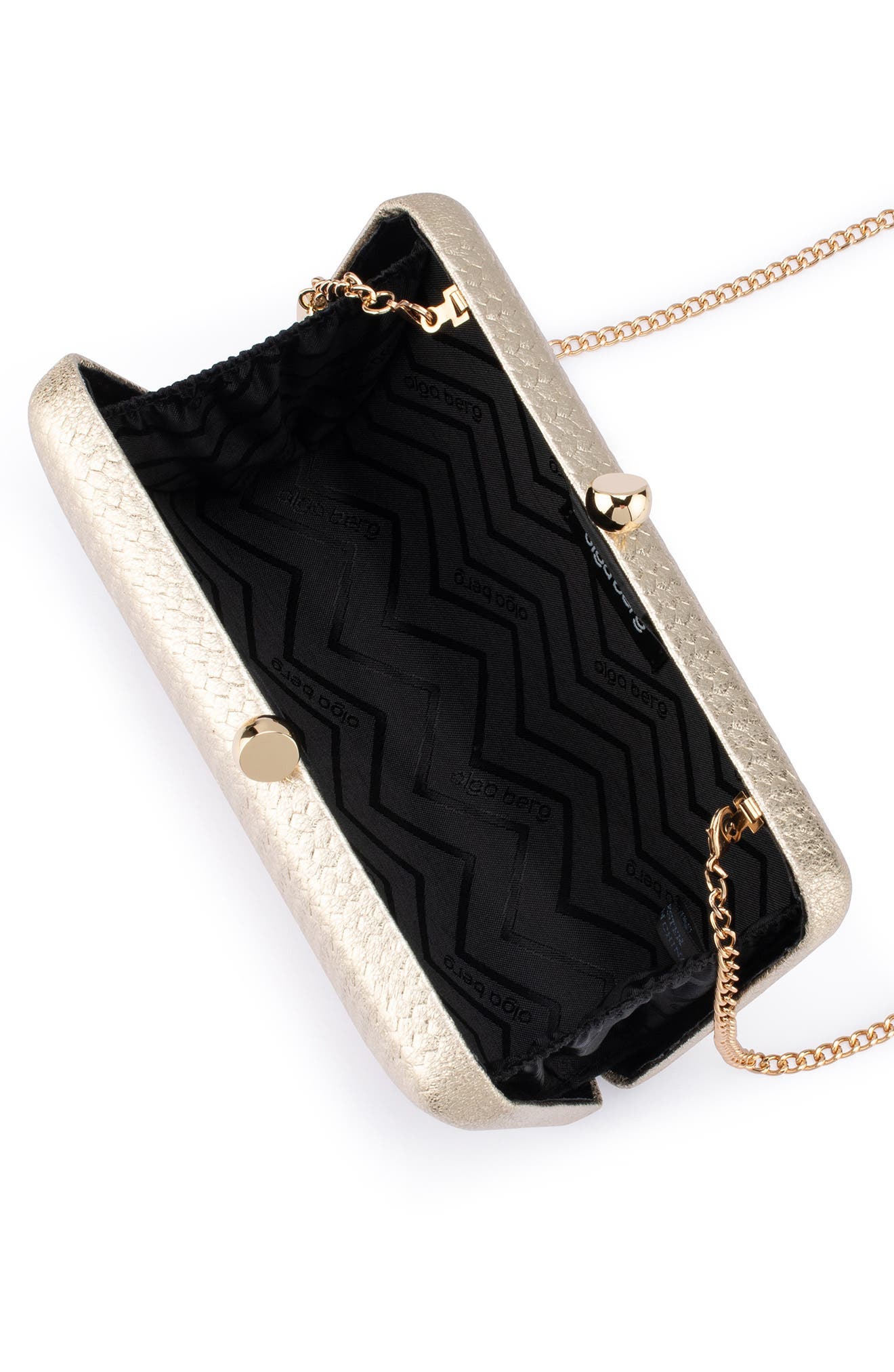 Chica Woven Embossed Metallic Faux Leather Clutch, Alternate, color, GOLD