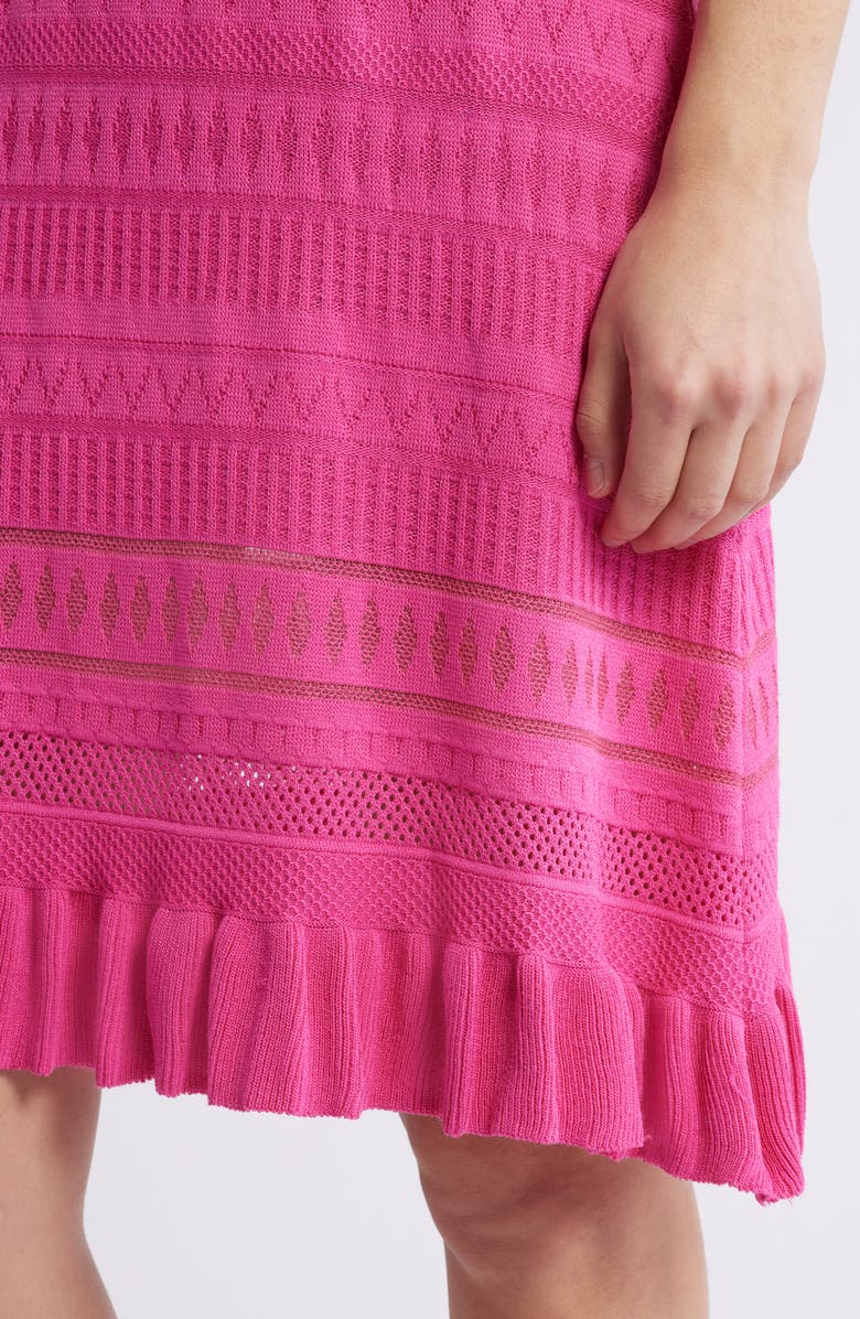 Ming Wang Mixed Stitch Short Sleeve Sweater Dress, Alternate, color, Carmine Rose