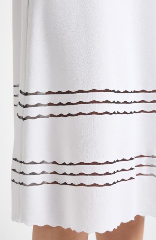 Misook Sleeveless Scalloped Knit A-line Midi Dress