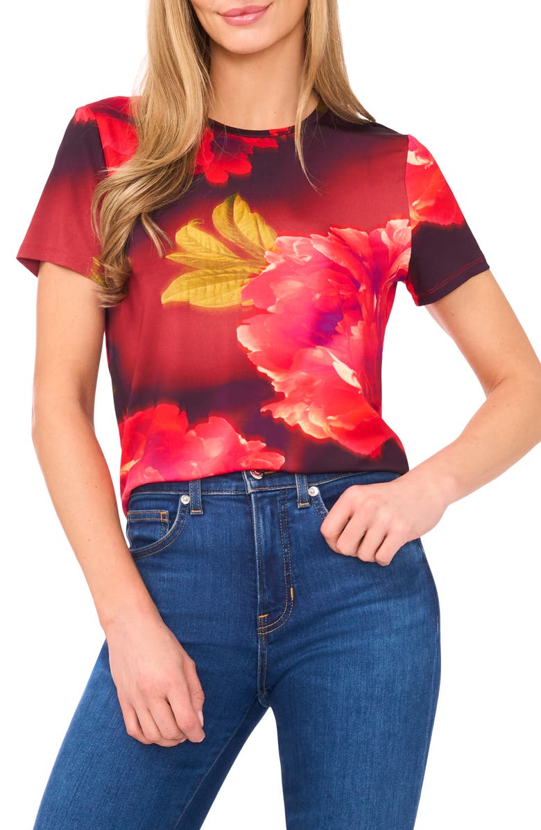 Ted Baker Print Top, Main, color, Flame Scarlet
