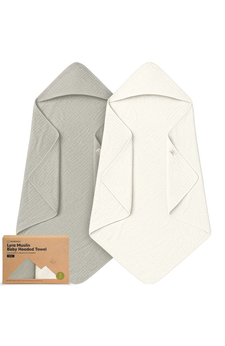 KeaBabies 2-Pack Lyra Muslin Hooded Towels, Main, color, Graphite