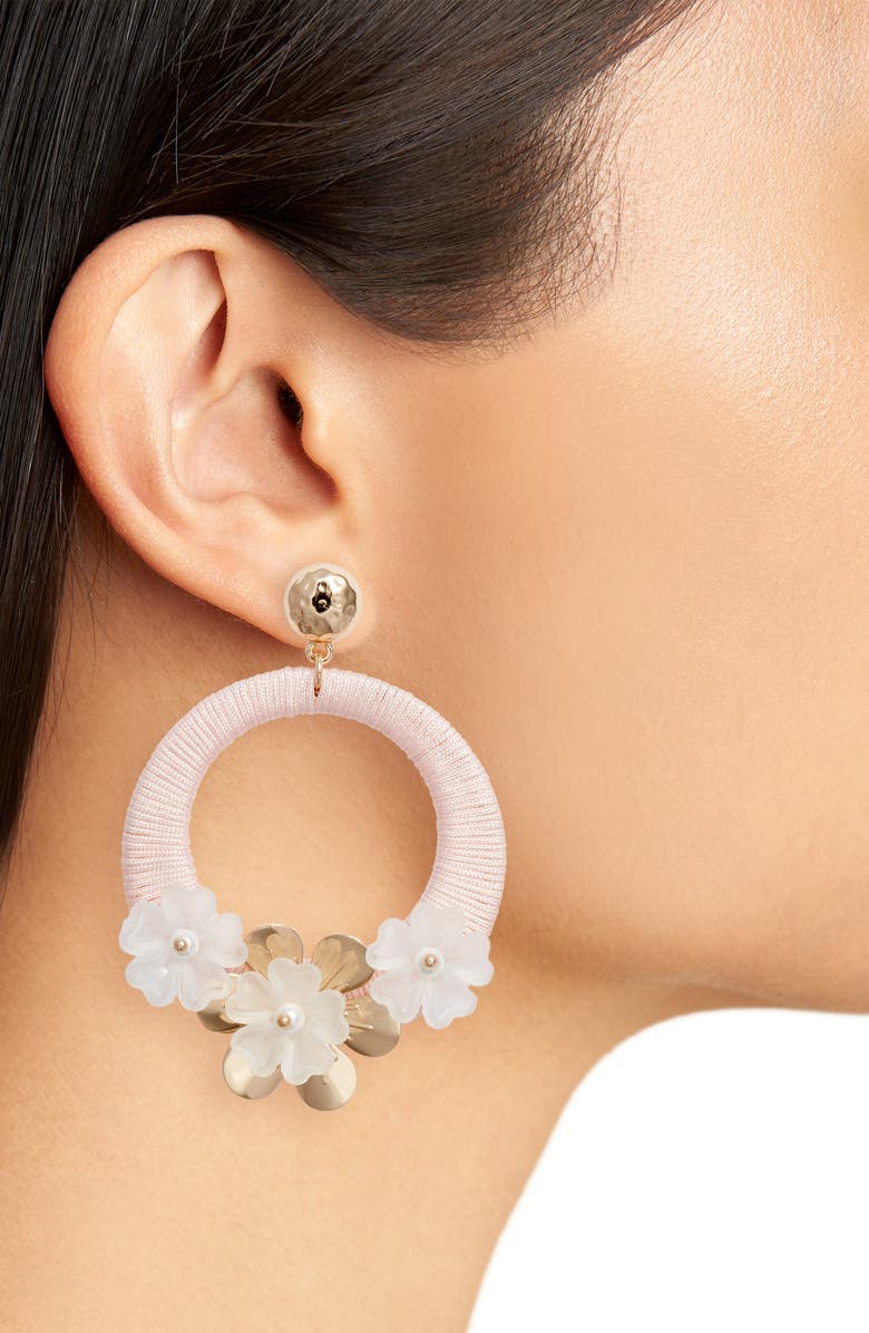 Rachel Parcell Flower Hoop Drop Earrings, Alternate, color, 