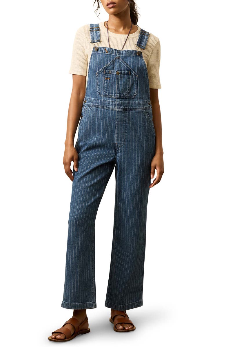 Faherty Riveter Stripe Denim Overalls, Main, color, Dusk Stripe Wash
