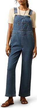 Faherty Riveter Stripe Denim Overalls
