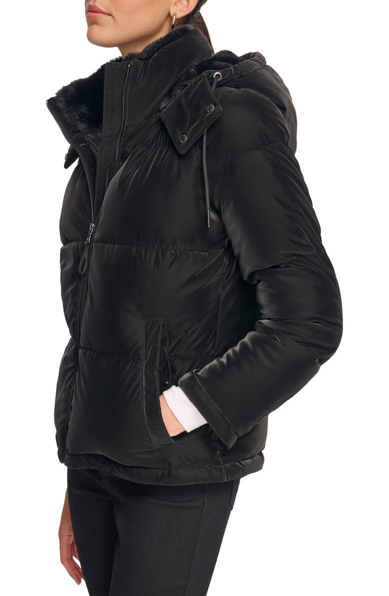 Calvin Klein Faux Fur Lined Hooded Puffer Jacket, Alternate, color, 
