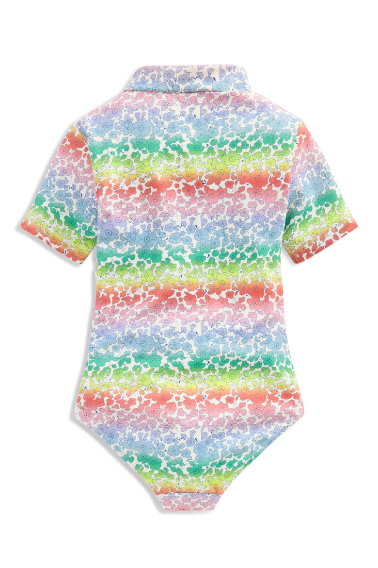 Kids' Front Zip Short Sleeve Swimsuit, Alternate, color, RAINBOW OMBRE FLOWERBED