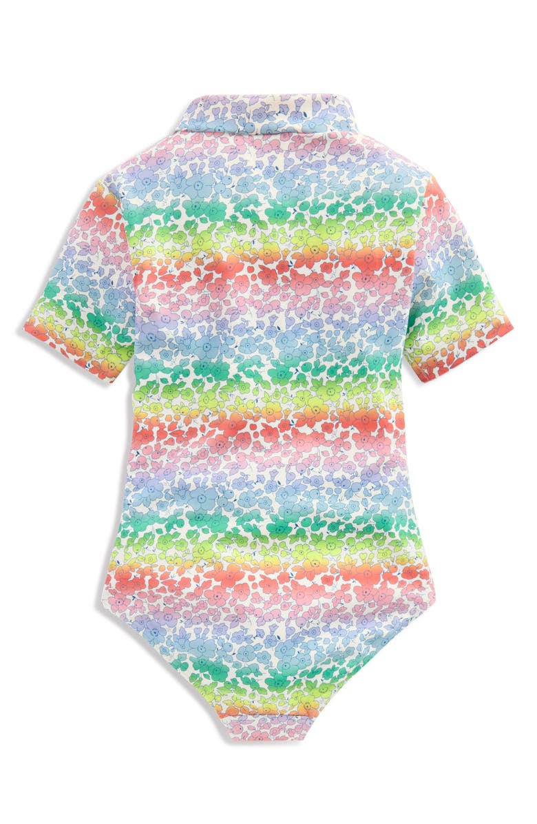 Mini Boden Kids' Front Zip Short Sleeve Swimsuit, Alternate, color, Rainbow Ombre Flowerbed