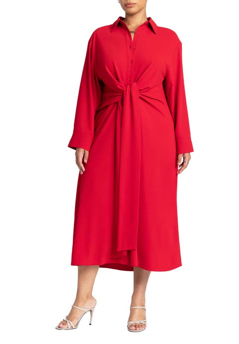 Tie Front Oversized Shirt Dress (Plus)