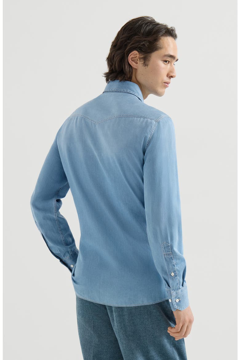 Lightweight denim western shirt, Alternate, color, Light Blue Denim