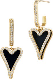 SAVVY CIE JEWELS Enamel Heart Drop Hoop Earrings