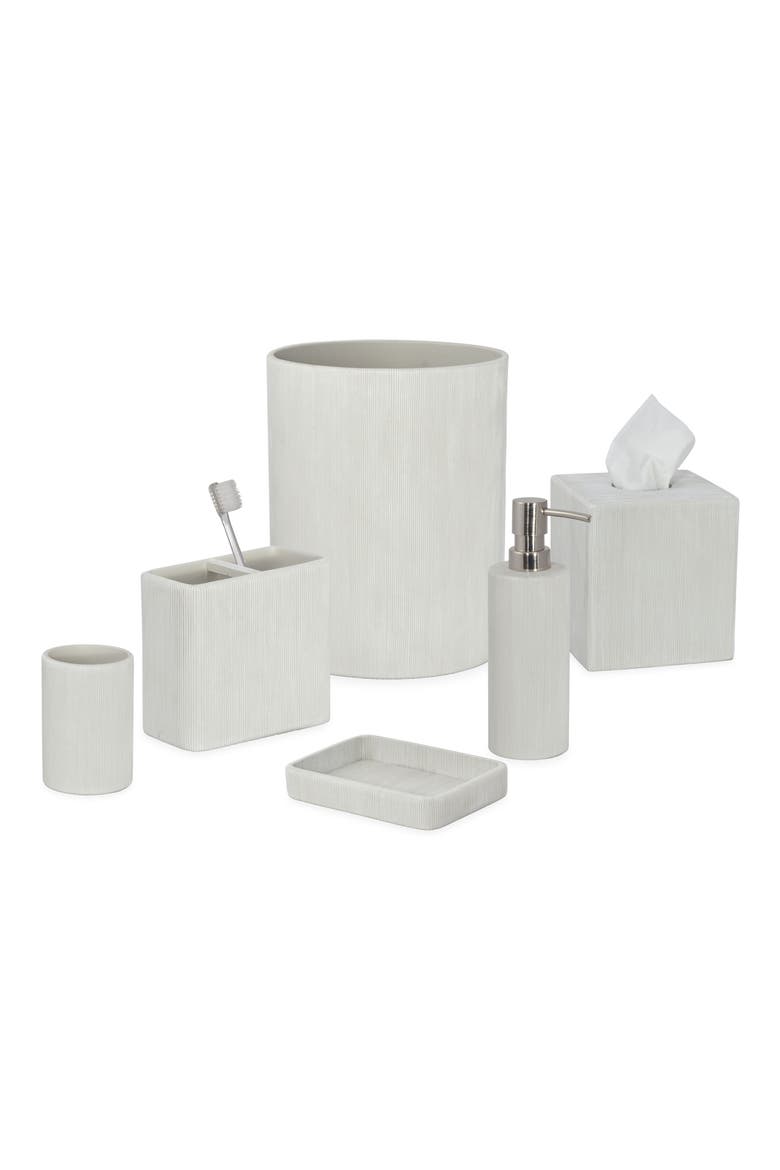 Fine Lines Ceramic Soap Dish, Alternate, color, WHITE