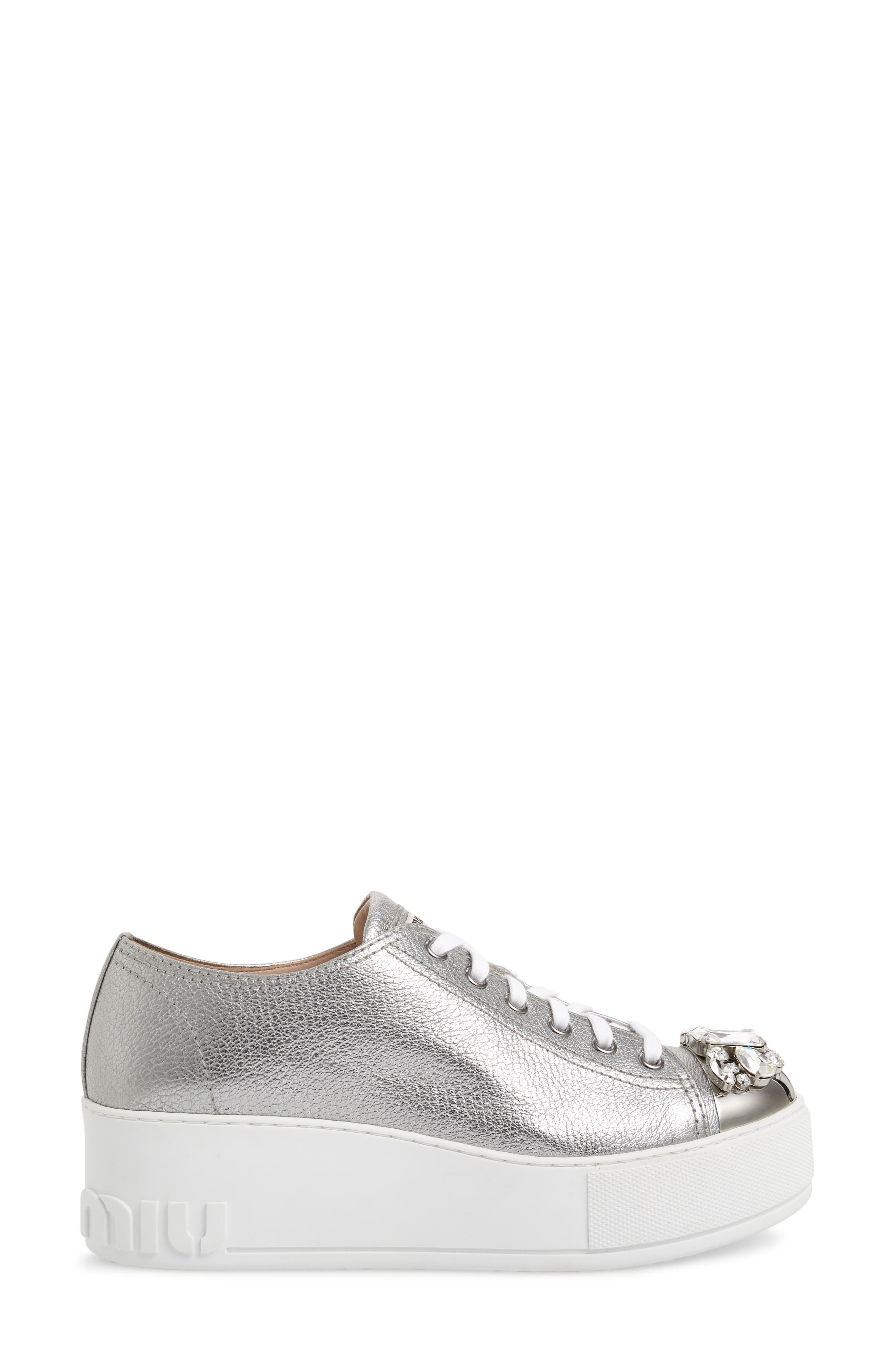 Crystal Cap Toe Sneaker, Alternate, color, SILVER