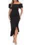 Ruffle Off the Shoulder Midi Cocktail Dress