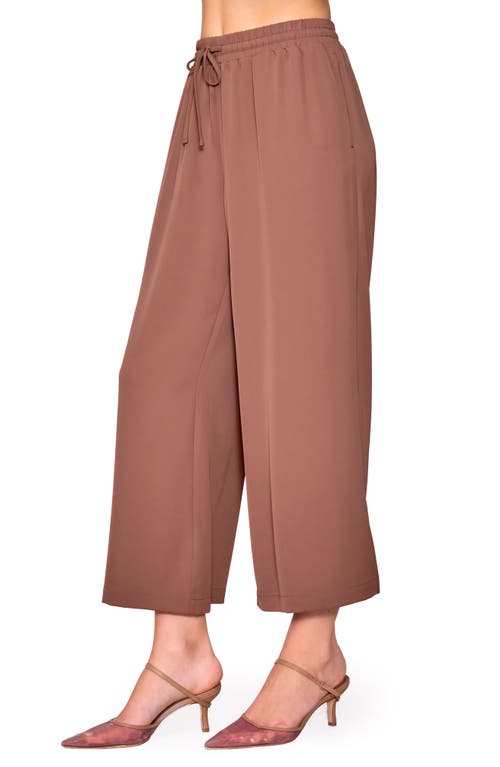 Melloday Crepe Drawstring Pants In Brown