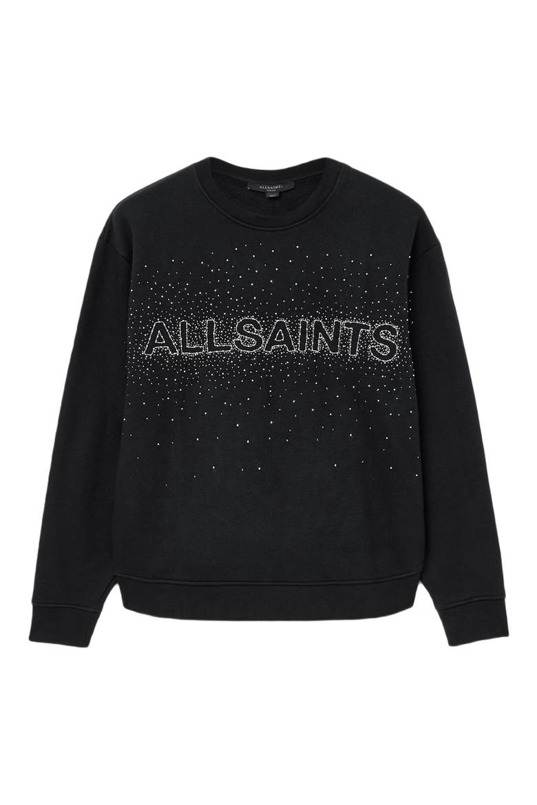 Etta Crystal Embellished Fleece Sweatshirt, Alternate, color, BLACK