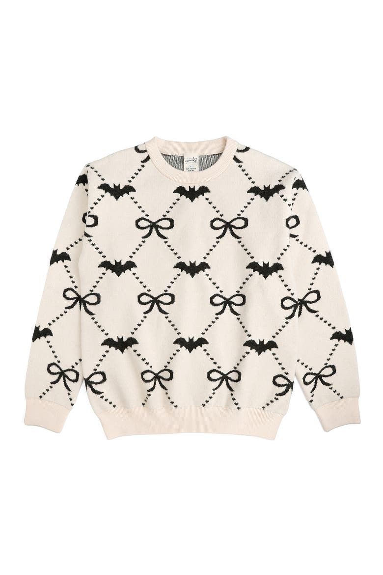 Bat Trellis Halloween Women's Sweater, Main, color, Ivory