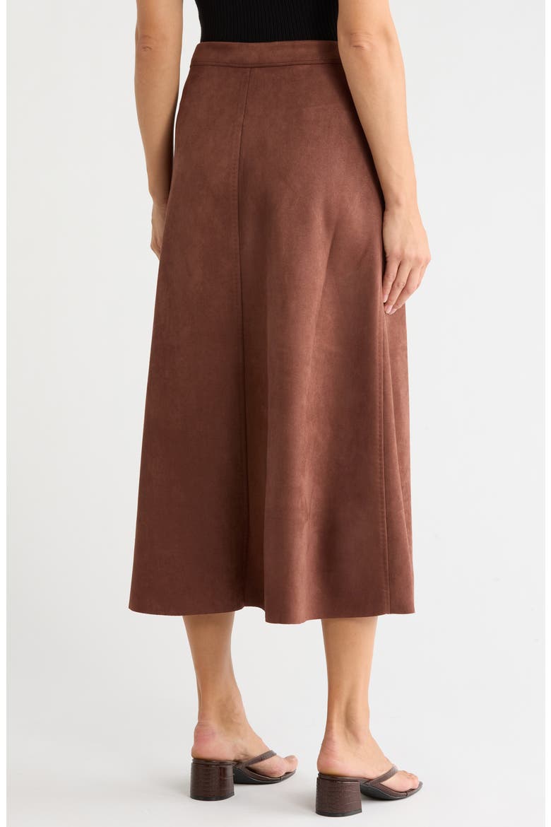 Button Front Faux Suede Maxi Skirt, Alternate, color, AUBURN