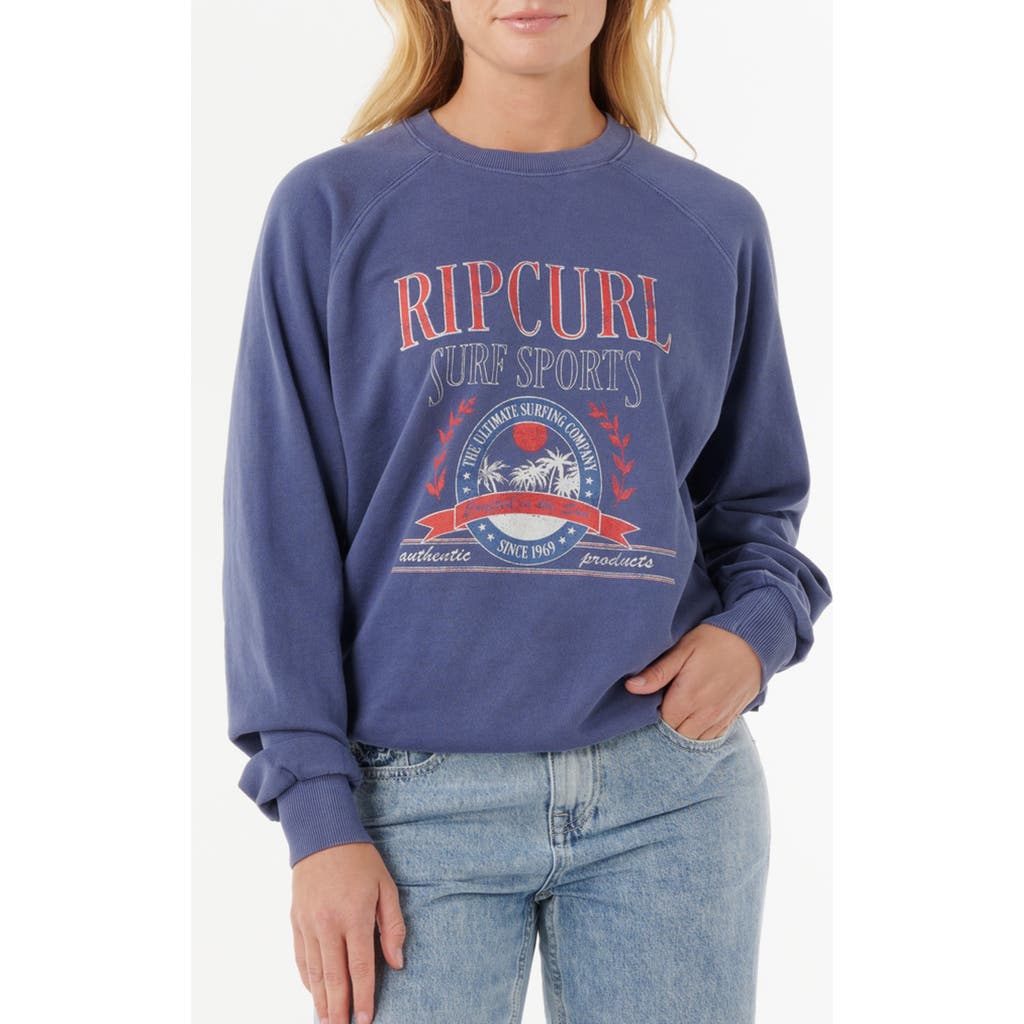 Rip Curl Surf Dept. Cotton Graphic Sweatshirt In Blue