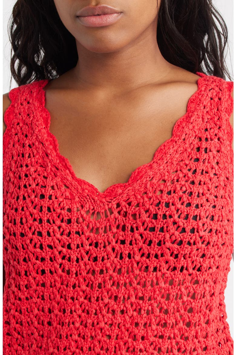 Open Stitch Cotton Sweater Tank, Alternate, color, RED