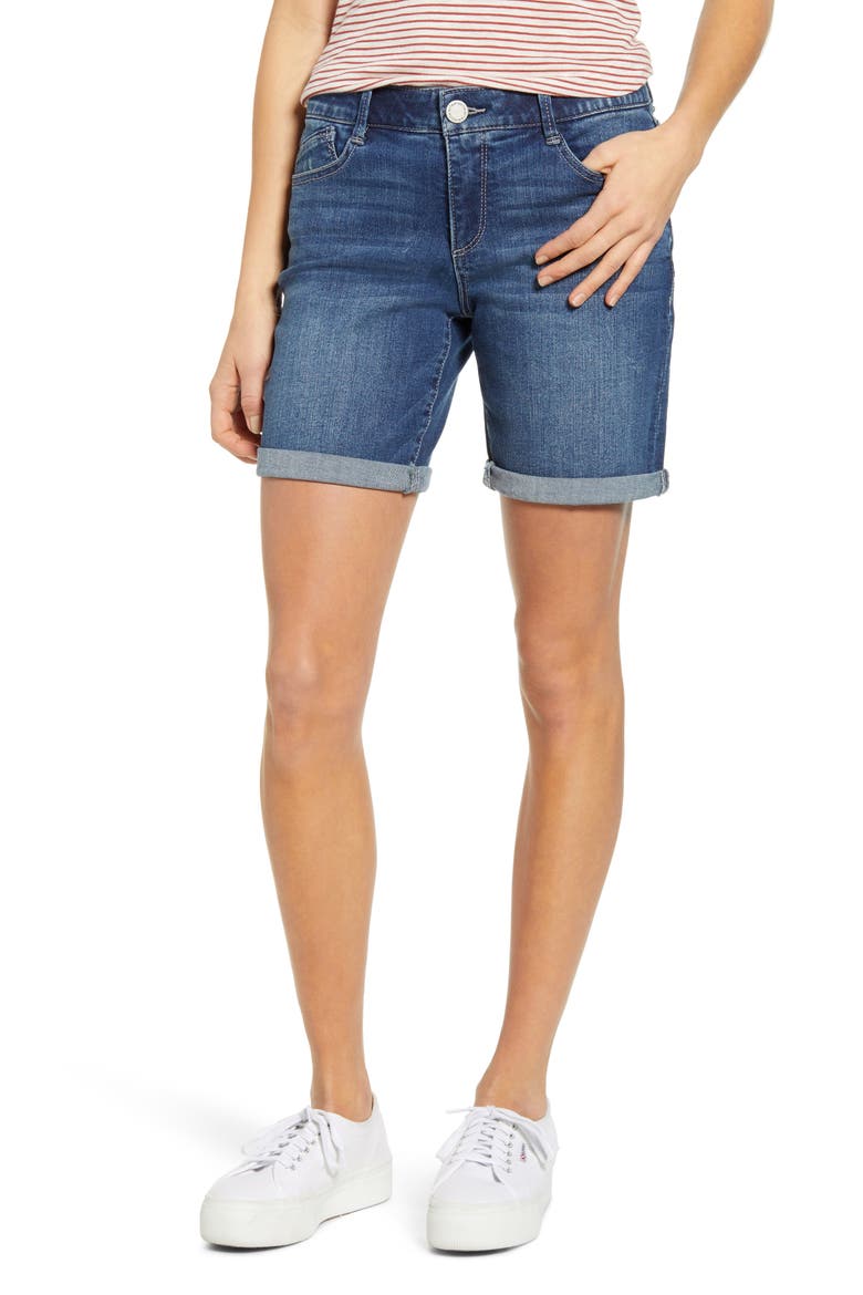 'Ab'Solution Denim Shorts, Main, color, BLUE