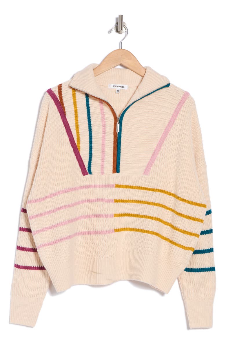 Vigoss Stripe Quarter Zip Pullover, Alternate, color, 