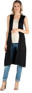24seven Comfort Apparel Maternity Sleeveless Long Cardigan with Side Slit