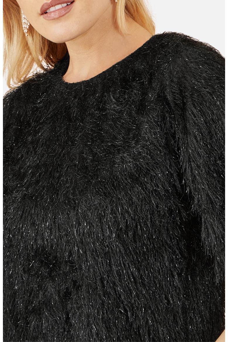 Lurex Fringe Relaxed Fit Top, Alternate, color, Black