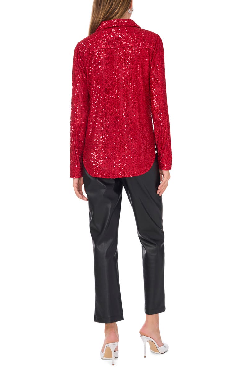 Vince Camuto Sequin Button-Up Shirt, Alternate, color, Ultra Red