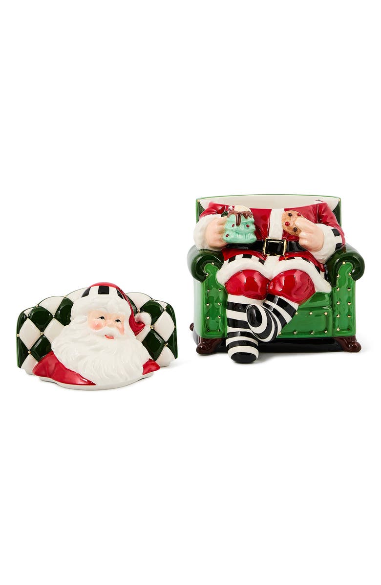 MACKENZIE CHILDS Check It Out Santa Cookie Jar, Alternate, color, Green