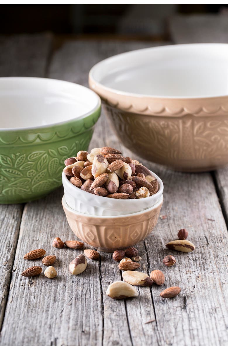 MASON CASH In the Forest Mini Bowl Set, 4 Stoneware Prep Bowls with Embossed Woodland Designs, Alternate, color, Multicolored