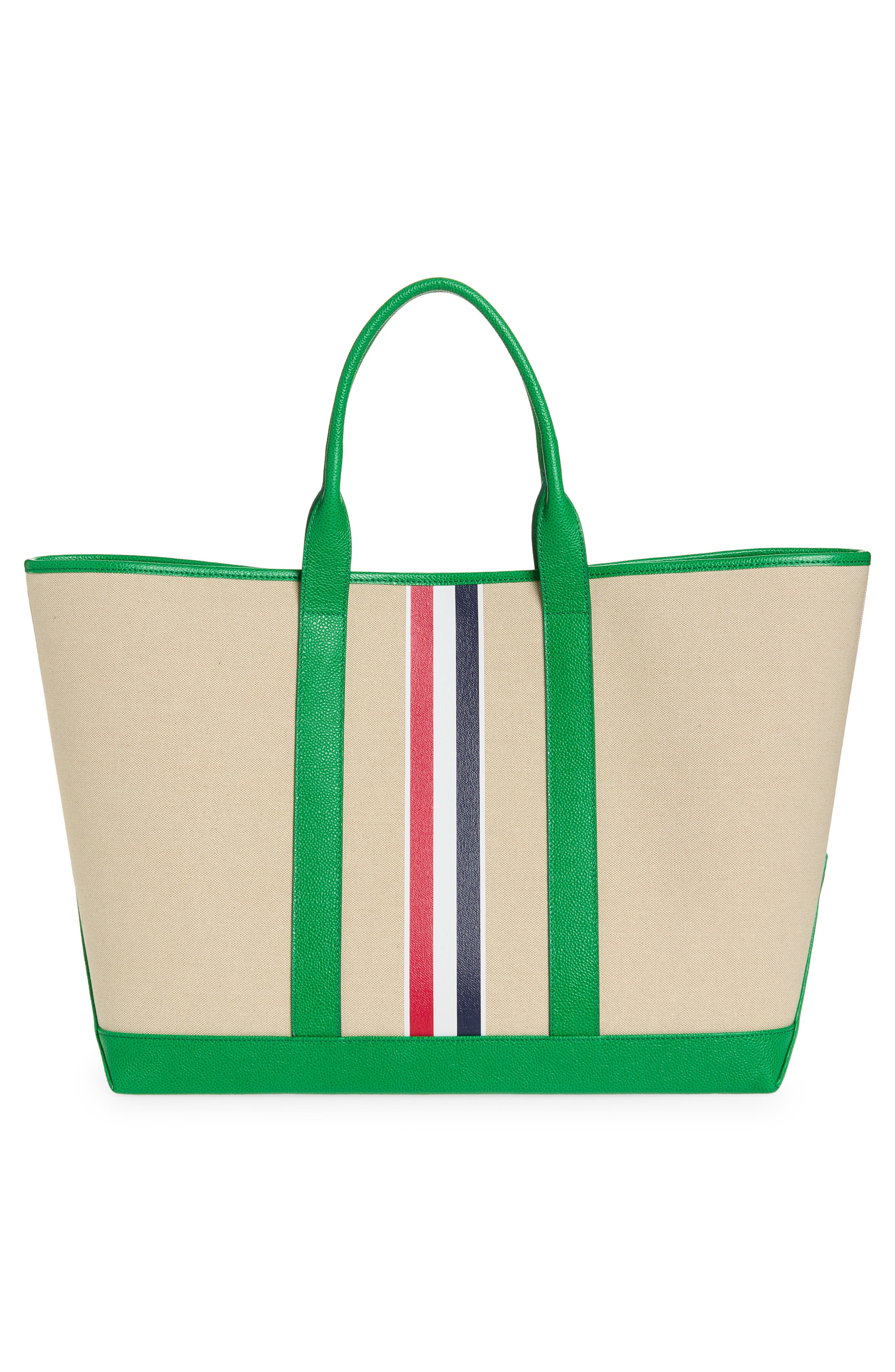 Thom Browne Medium Canvas & Leather Tool Tote, Alternate, color, Green
